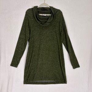 Cabi Women's Solace Green Cinch Back Cowl Neck Long Sleeve Dress Size Medium